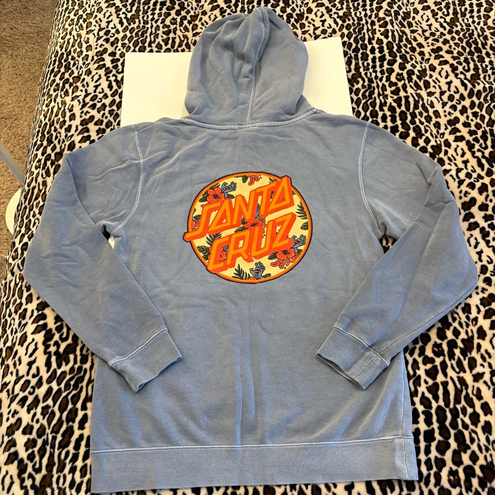 Santa Cruz Floral Hand Logo Blue Hoodie Men’s Small / Unisex Oversized - Picture 2 of 8